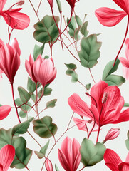 Flower square continuous tiles pattern,Seamless collage pattern.created with generative ai tecnology.