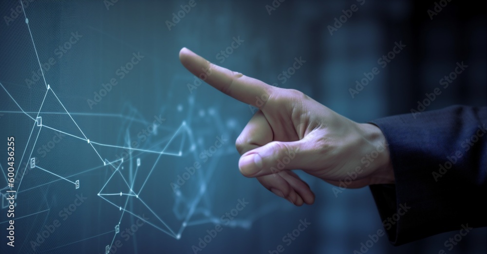 Poster network virtual analysis chart hand technology concept graph cyberspace business. generative ai.