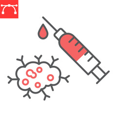 Immunotherapy line icon, oncology and AIDS, antibodies vector icon, vector graphics, editable stroke outline sign, eps 10.