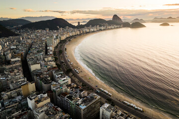 Famous Copacabana Beach View with Sugarloaf Mountain in the Horizon, Rio de Janeiro, Brazil
