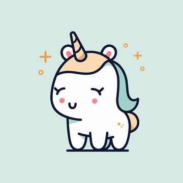 cute and colorful kawaii unicorn illustration perfect for any fun and whimsical design project