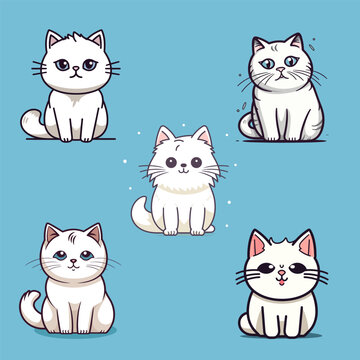Cute Cat kawaii cartoon kitty meow kitten illustration set collection