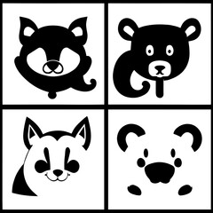 Animal head vector design black and white