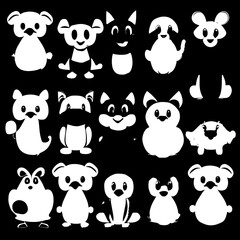 Animal head vector design black and white