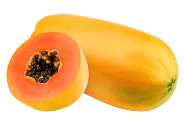 Papaya isolated on white background, full depth of field