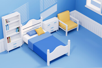 3d rendering cartoon bedroom picture