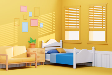 3d rendering cartoon bedroom picture
