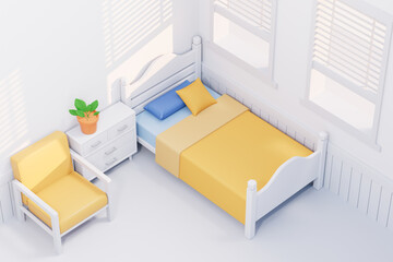 3d rendering cartoon bedroom picture