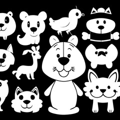 Animal head vector design black and white