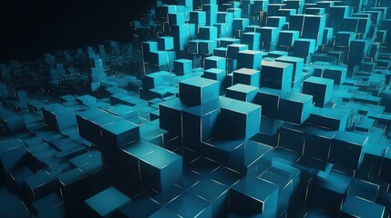 Obraz premium Abstract 3d rendering of cubes, Futuristic background, Network concept.Generative Ai