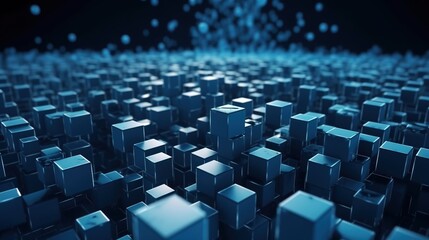 Obraz premium Abstract 3d rendering of cubes, Futuristic background, Network concept.Generative Ai