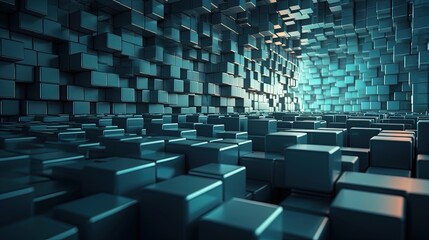 Obraz premium Abstract 3d rendering of cubes, Futuristic background, Network concept.Generative Ai