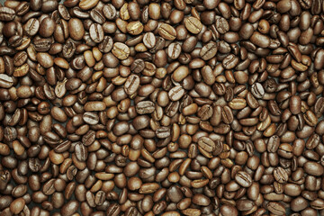 black coffee beans. roasted coffee