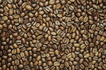 black coffee beans. roasted coffee