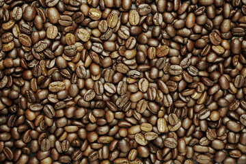 black coffee beans. roasted coffee