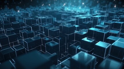 Obraz premium Abstract 3d rendering of cubes, Futuristic background, Network concept.Generative Ai