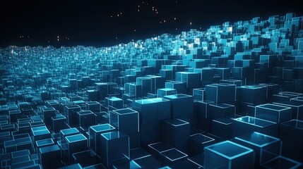 Obraz premium Abstract 3d rendering of cubes, Futuristic background, Network concept.Generative Ai