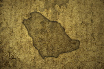 map of saudi arabia on a old vintage crack paper background .