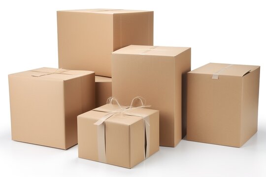 packing boxes isolated on white background. AI generated