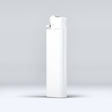 White blank gas lighter mock up stand isolated. Empty surface cigar-lighter design presentation. Lighter template mockup. Sigarette lighter template. 3D illustration, 3D rendering. 