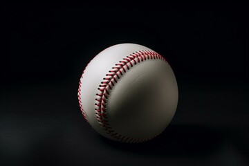 Mockup of a white baseball with red seams, isolated. Generative AI