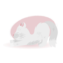 Cat yoga. Various yoga poses, asanas and exercises. White cat is doing yoga. Vector illustration.