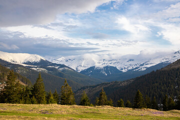 Fototapeta na wymiar Landscape with the Rodna mountains seen from the Prislop pass - Romania