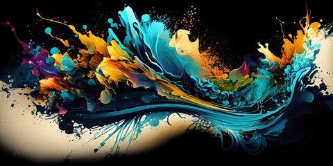 Beautiful plants with organic shapes in blue and orange, like an oil painting. Abstract, Elegant and Modern AI-generated illustration