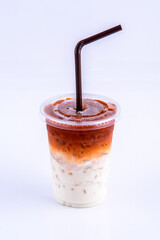 Milk tea. Beverage for summer on the white background.