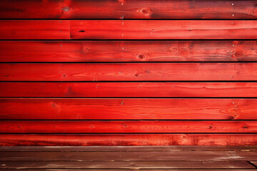 Fototapeta premium Wooden background with red planks. Generative AI illustration