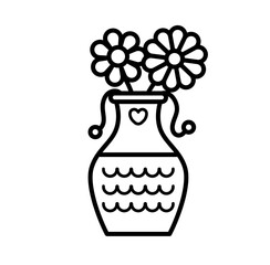 Cute flower vase outline icon