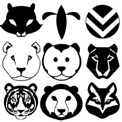 Animal head vector design black and white