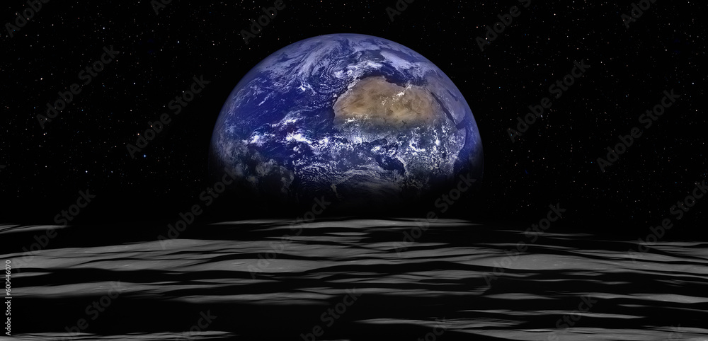 Poster the earth as seen from the surface of the moon 