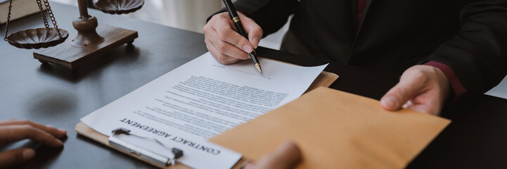 Lawyer or legal counsel agrees to accept the bribe in an envelope do illegal business Corruption in...