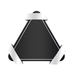 black banner triangle silver frame and tag