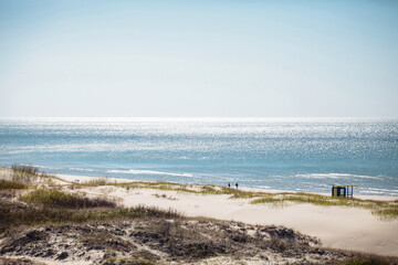 seashore with sandy beach on a sunny day