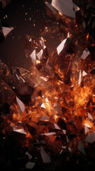 studio photography of a burning ice crystal and smoke in black reflective back Generative AI