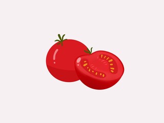 2 red tomatoes are vegetables and fruits that are high in vitamins. For cooking and useful.