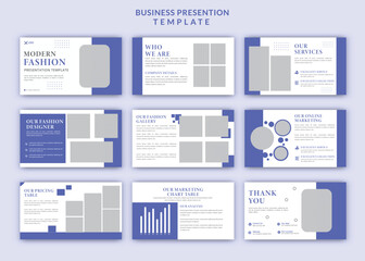 Fototapeta na wymiar Modern minimalist fashion powerpointl slides presentation template design