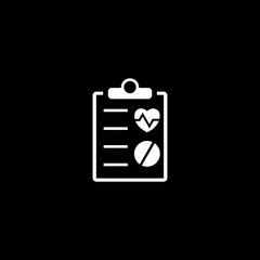 Medical checkup report outline vector icon. Symbol, logo illustration on black background