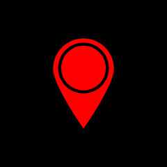 Location map pin icon isolated on black background 