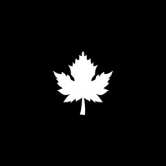 Maple leaf icon isolated on black background. 