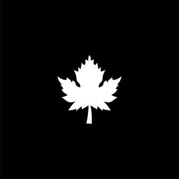 Maple leaf icon isolated on black background. 