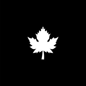 Maple leaf icon isolated on black background. 