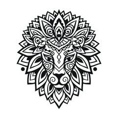 Fototapeta premium Lion mandala ornament. Vector illustration.
