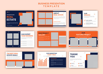 Business real estate powerpoint presentation editable slides design set template
