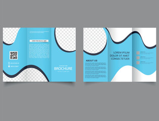 Blue corporate brochure design. Trifold brochure. Brochure Flyer report template. Cards, Landing, Website Design.