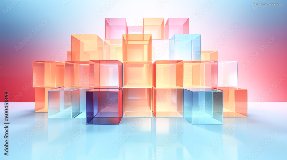 Aufkleber an abstract geometric background with a translucent glass overlay was generated. - generative ai.