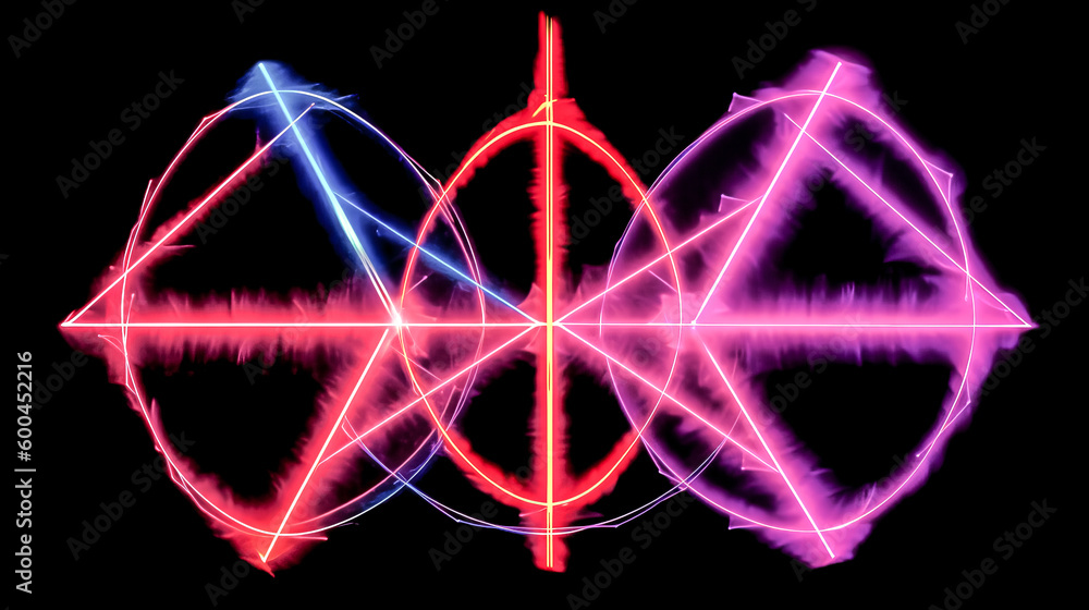 Poster a 50067903-aee5-4283-af0b-a1a02c22ec9a png image of three-dimensional neon arrow cycle signs was cre