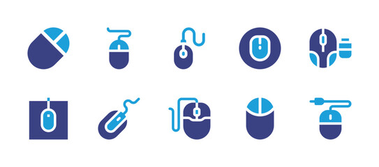 Mouse icon set. Duotone color. Vector illustration. Containing mouse clicker, mouse, wireless mouse, computer mouse.